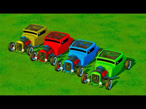 TRANSPORTATION OF COLOR HOT-ROD USING A THREE-LEVEL TRAILER & RAMP - Farming Simulator 2022