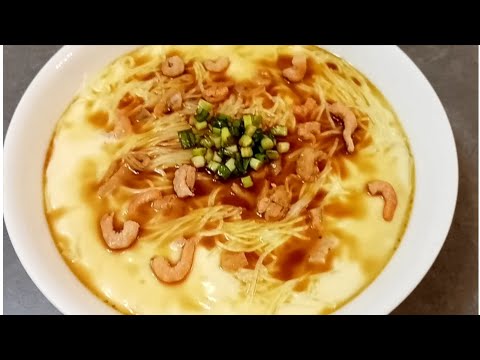 Steamed Egg with Bean Threads Vermicelli and Dried Shrimp ( see the description below)