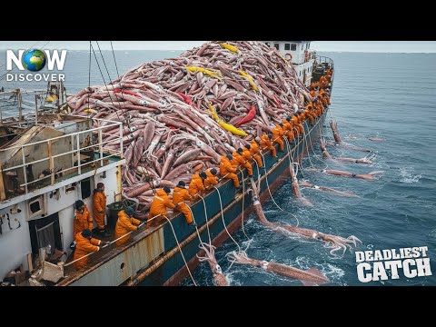 Shocking! Harvesting 12 Tons Of Squid At Night Brings In More Than $1,000,000 |  Fishing Documentary