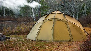 Hot Tent Camping With Dome Tent