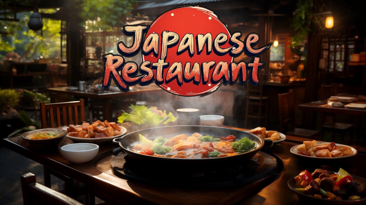 Japanese Restaurant Ambience with Japanese Music | Sizzling Pan Sounds & Restaurant Sounds