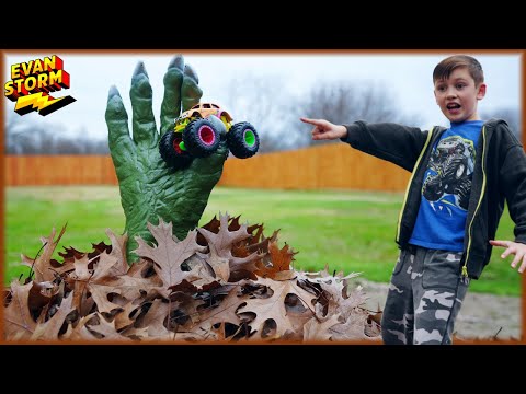 Found Pond Monster's Monster Trucks Under Some Leaves