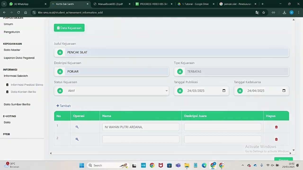 Informasi Presentase siswa