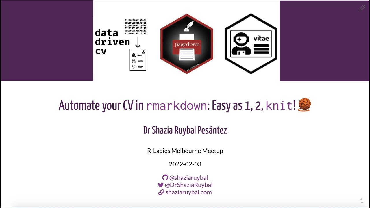 Automate your CV using Rmarkdown. Easy as 1, 2, knit!
