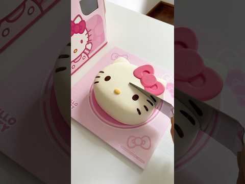Eat giant hellokitty cake with me #asmr #food #icecream #cake #sanrio #satisfying #hellokitty