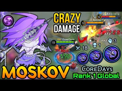 Insane Spear Damage Moskov with 18 Kills!! - Top 1 Global Moskov by CᴏʀᴇDᴀʏs - MLBB