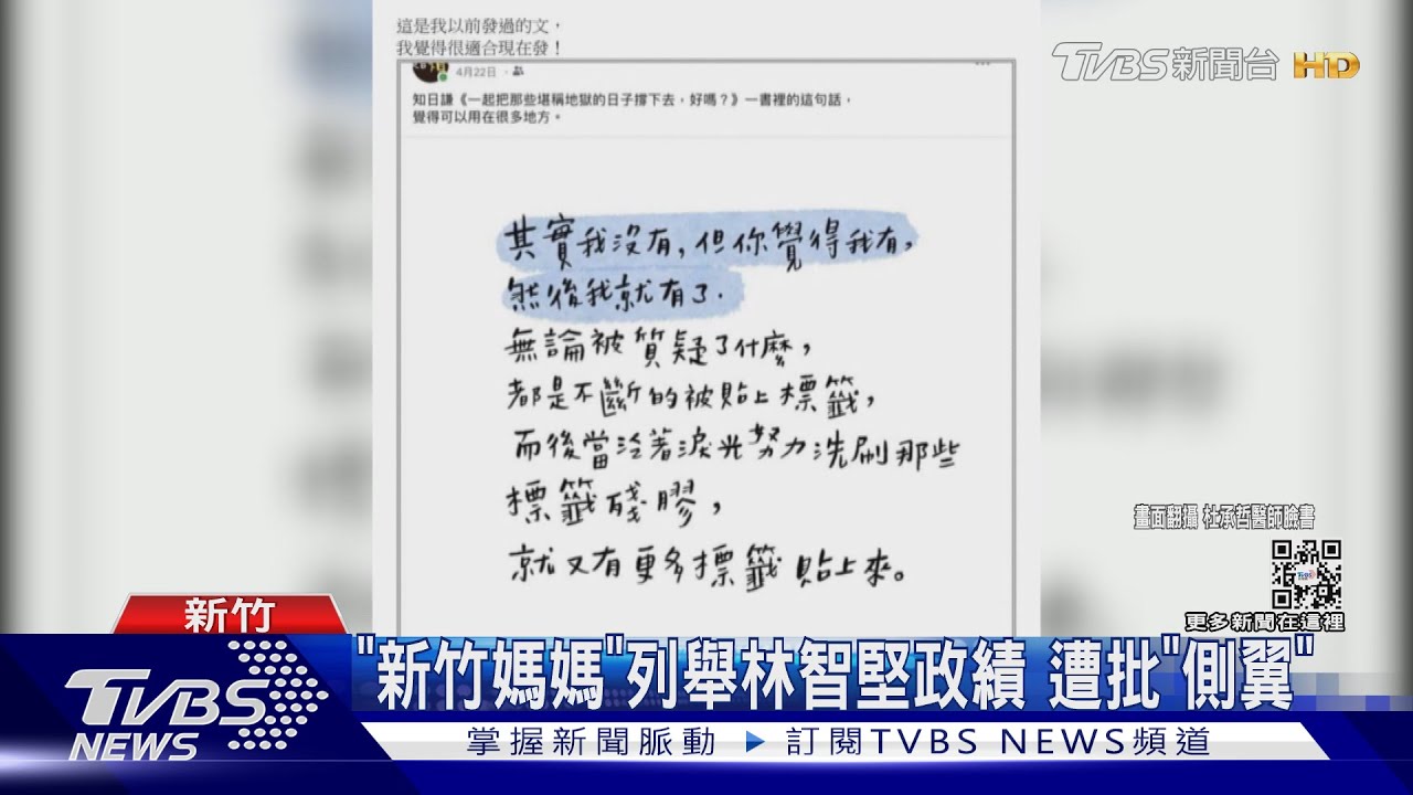 「新竹媽媽」列舉林智堅政績 遭批「側翼」