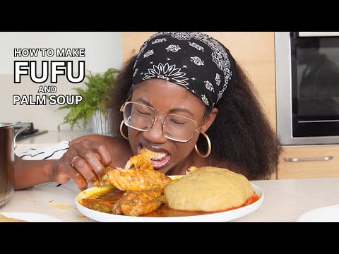 Making Ghana fufu and palm soup with turkey wings | Cooking for my family