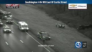 Overturned vehicle shuts down lanes on I-84 in Southington