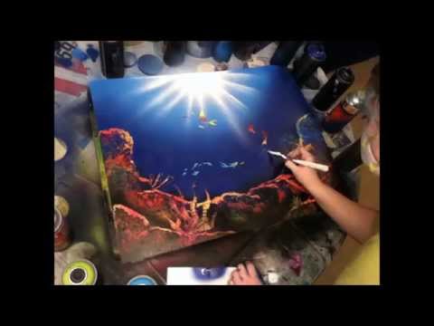 Spray Paint Art Underwater Scene