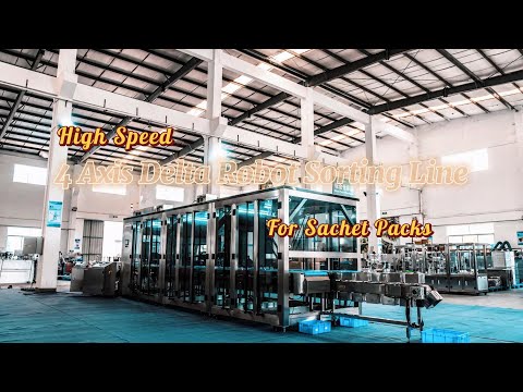 High speed 4 axis delta robot sorting line for sacher packs