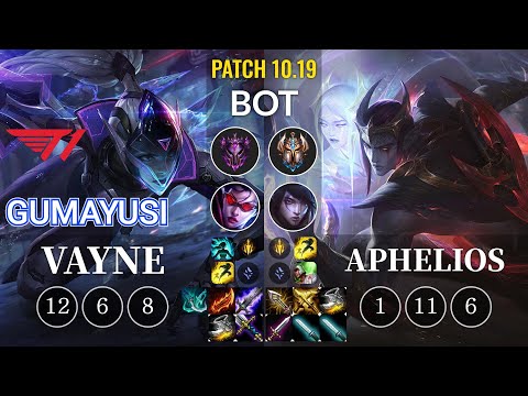 T1 Gumayusi Vayne vs Aphelios Bot - KR Patch 10.19