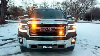 2015 GMC SIERRA safety LED strobes  www.WickedWarnings.com