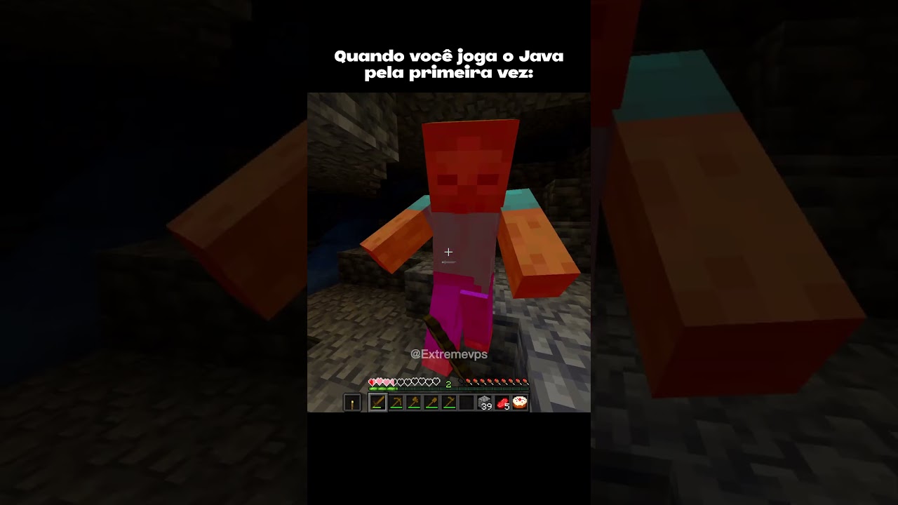 Jogador de Bedrock quando joga Java pela primeira vez.