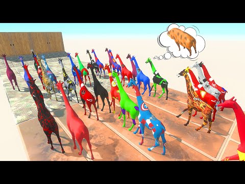 Color Giraffe Race eat to the orange pig - Animal Revolt Battle Simulator