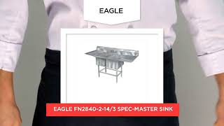 Eagle Group FN2840-2-14/3 Commercial Sink, (2) Two Compartment, 14 Gauge Stainless Steel Construction with Stainless Steel Legs and without Drainboard - 47" W
