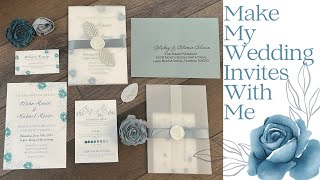 Save $500+ on your wedding invitations/// DIY Dusty Blue Wedding Invites! Canva, Cricut & Wax Stamps