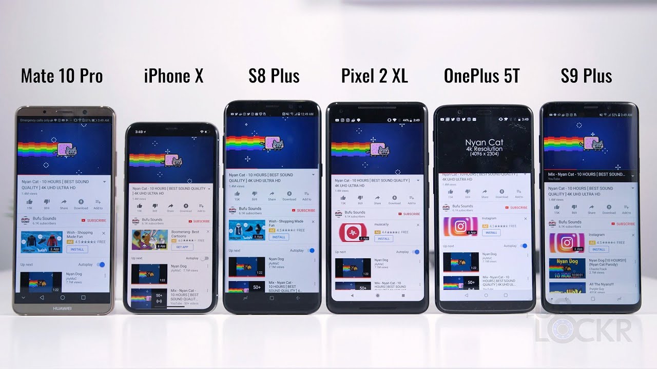 Battery Test: Galaxy S9 Plus vs iPhone X vs Pixel 2 XL vs Mate 10 Pro vs OnePlus 5T vs S8 Plus