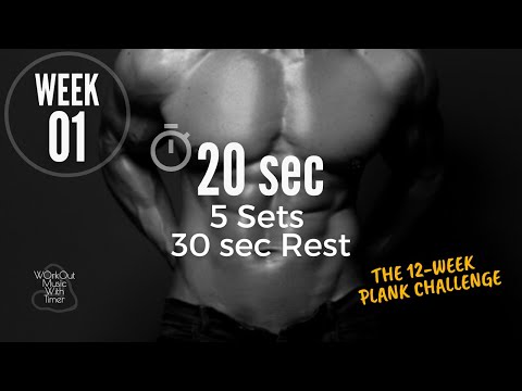 The 12-Week Plank Challenge - Week 1 | Plank Timer With Music - 20 sec 5 Sets / 30 sec Rest | 87