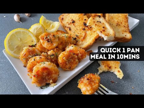 10 Garlic Butter Shrimps With Stove Top No Bake Garlic Bread | How To Make Crispy Shrimp