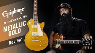 Video thumbnail for BETTER THAN GIBSON? Epiphone Les Paul Standard 50s Goldtop Electric Guitar Review by Rhythm & Beard