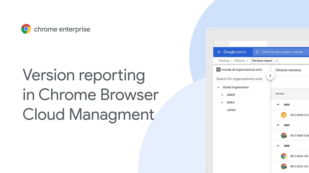 Version report allows IT admins to easily see all the Chrome versions in their deployment. This supports compliance and remediation efforts and helps IT teams have more visibility than ever before into their Chrome and Chrome OS deployments. For more information on Chrome Browser Cloud Management