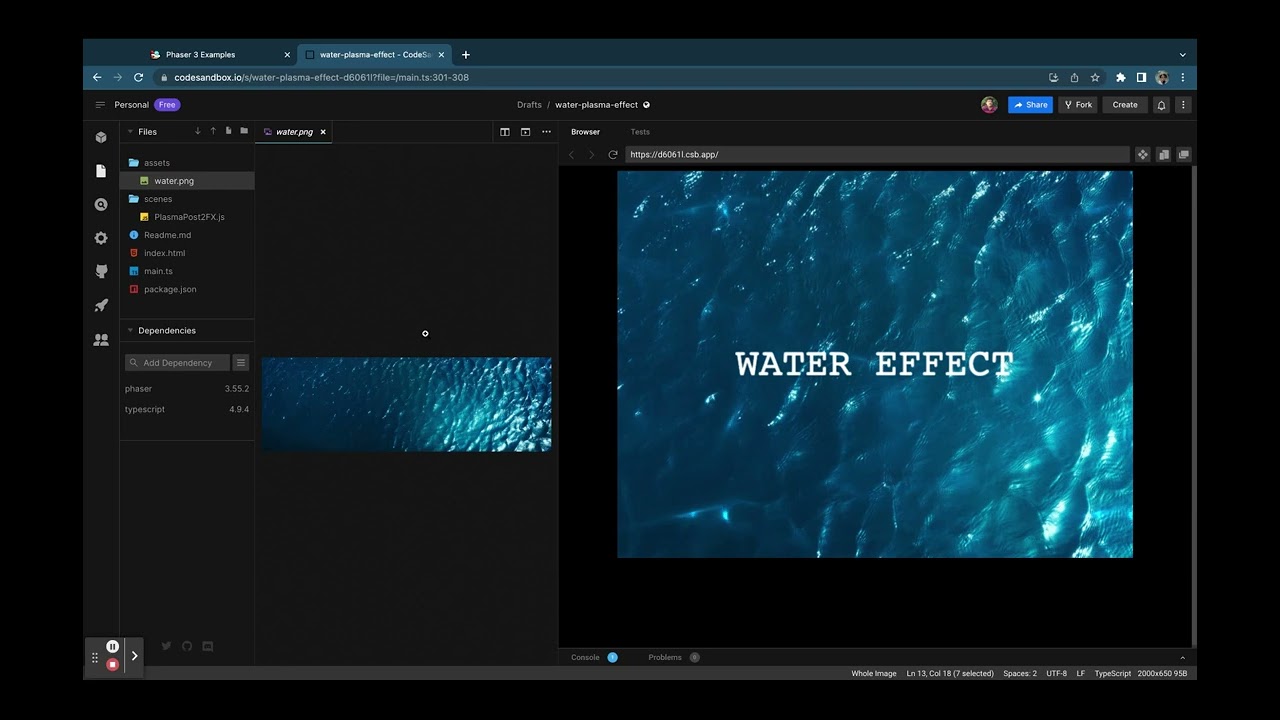 Phaser 3 Water Effect game tutorial