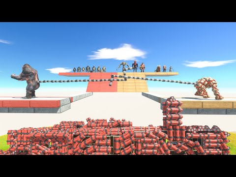 Mutant Primates vs Infernals on Tug of War with Dynamite - Animal Revolt Battle Simulator