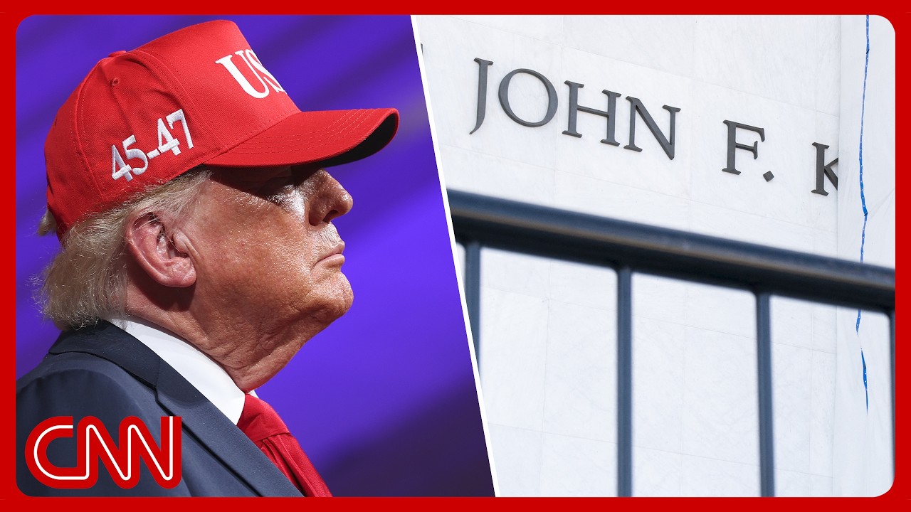 Trump seen with 'Kennedy Center Demolished' poster
