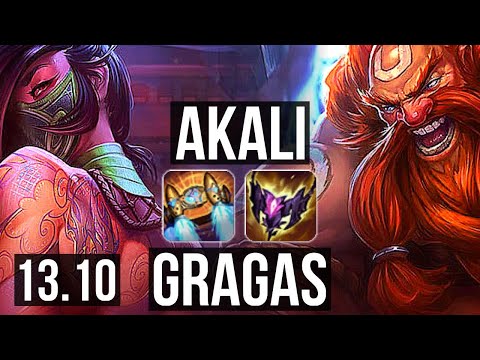 AKALI vs GRAGAS (TOP) | 5/0/3, 500+ games, 1.0M mastery | KR Master | 13.10