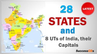 India States and Capitals (28) after 370, 8 UTs,  districts, languages spoken - Indian States 2022