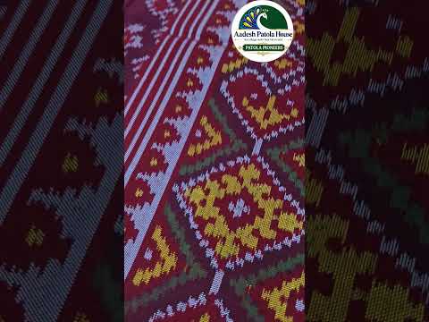 Coffee Navratan Motifs Red Selari Border Single Ikat Patola Saree with Blouse Piece (8 Ply Silk)