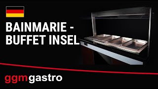Buffet chaud DUBLIN - 1600mm - avec bain-marie - sur roulettes - pour 4x GN 1/1