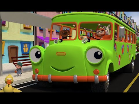 WHEELS ON THE BUS GO ROUND AND ROUND NURSERY RHYME WITHOUT LYRICS - GREEN SCHOOL BUS Video