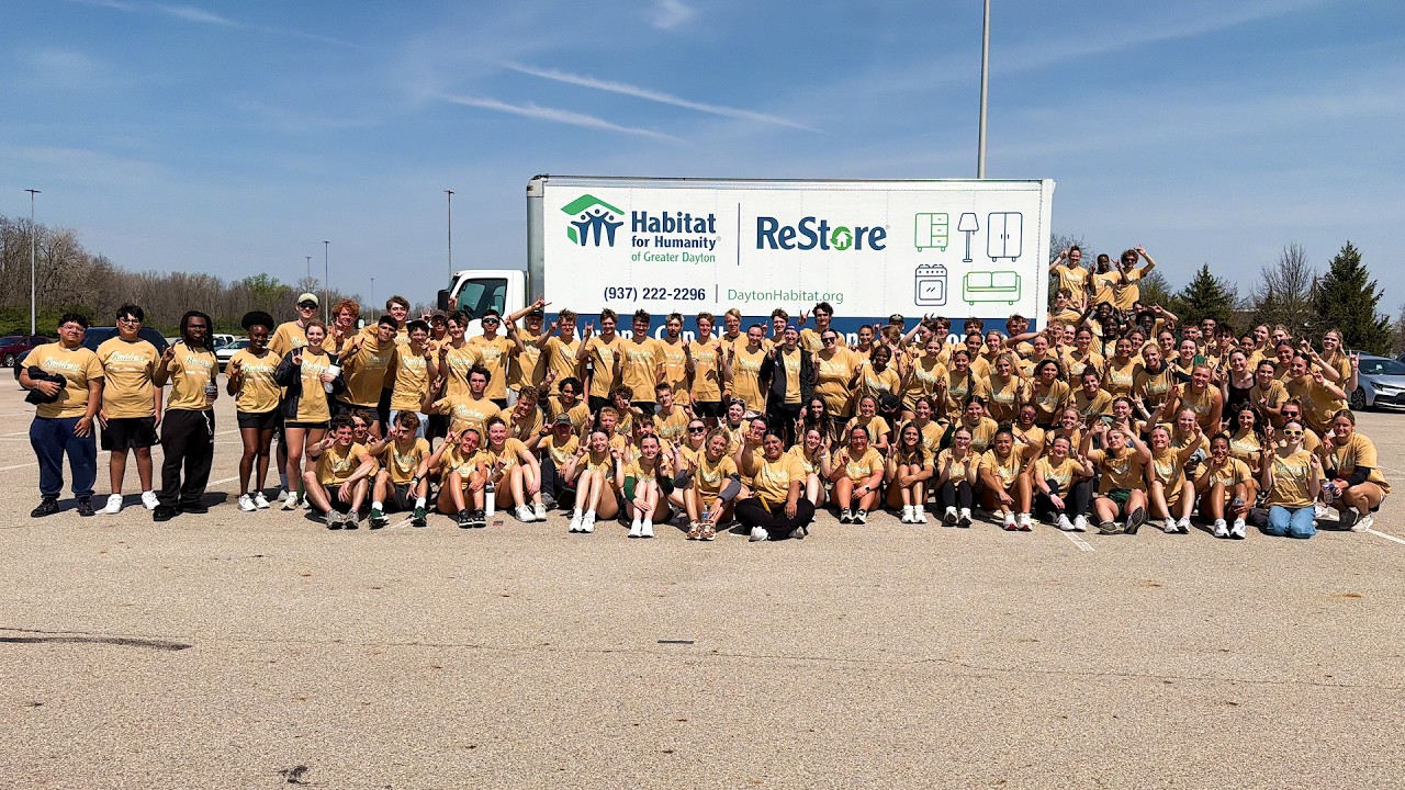Wright State student-athletes help build Fairborn home for family seeking homeownership