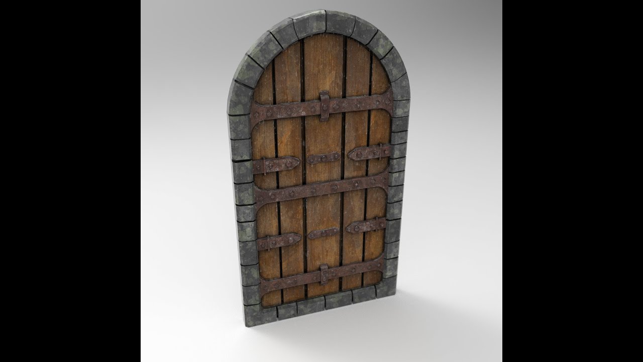Porta di legno medievale Modello 3D