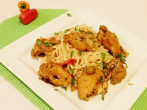 Spaghetti with chicken in Sauce| Puertorican Style...