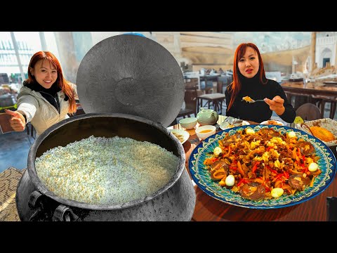 Uzbekistan Street Food - From Fluffy Buns to GIANT Pilaf Cooked in a 250-year-old Cauldron!!