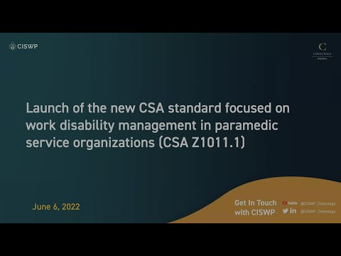
<span>Launching the new CSA Z1011.1 Work Disability Management in the Paramedic Service Organization</span>
