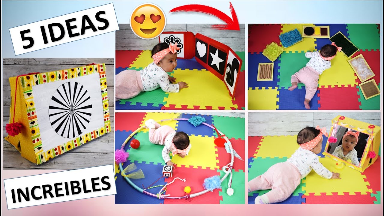 5 IDEAS DE ESTIMULACIÓN para BEBES de 0 a 6 meses🧩Juegos Sensoriales👦 DIY