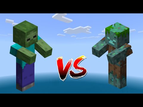 100 Zombies VS 100 Drowned in Minecraft BE/PE