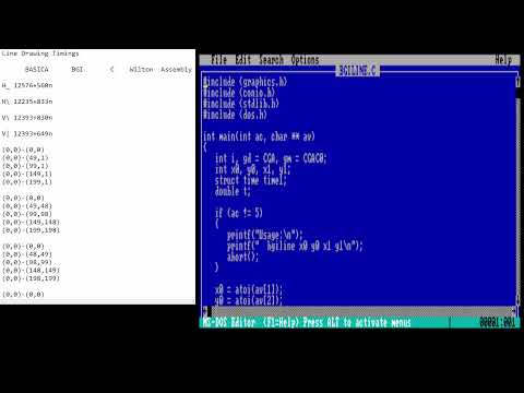 CGA Graphics Programming: Timing Line Drawing in Basic, C and Assembly