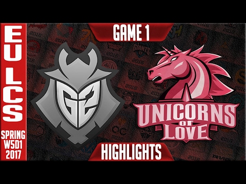 G2 vs Unicorns of Love Game 1 Highlights - EU LCS W4D3 Spring 2017 - G2 vs UOL G1