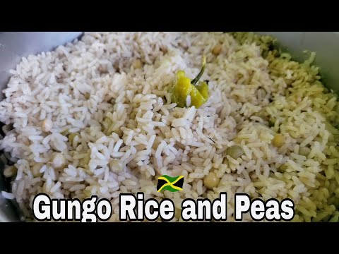 GREEN GUNGO RICE AND PEAS|| JAMAICAN RICE AND PEAS RECIPE