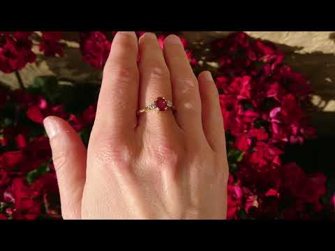 18ct gold ruby & diamond trilogy ring