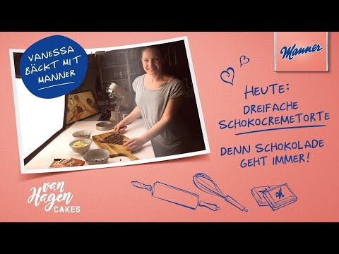 Trippel chokladkaka med Manner choklad & couverture (tyska)