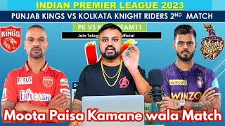Kolkata knight Riders vs Punjab Kings ipl2023 2nd match prediction, PBKS vs KKR Dream11, Kol vs Pbks