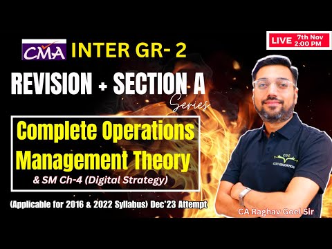 Operations Management Theory Complete SM Ch 4 Revision | CMA Inter Gr 2 | By CA Raghav Goel Sir
