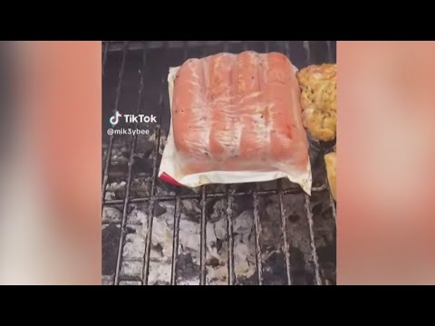 Why are people grilling hot dogs in the plastic package?