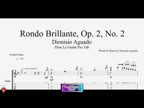 Rondo Brillante, Op. 2, No. 2 by Dionisio Aguado with Guitar Tutorial FREE TABs